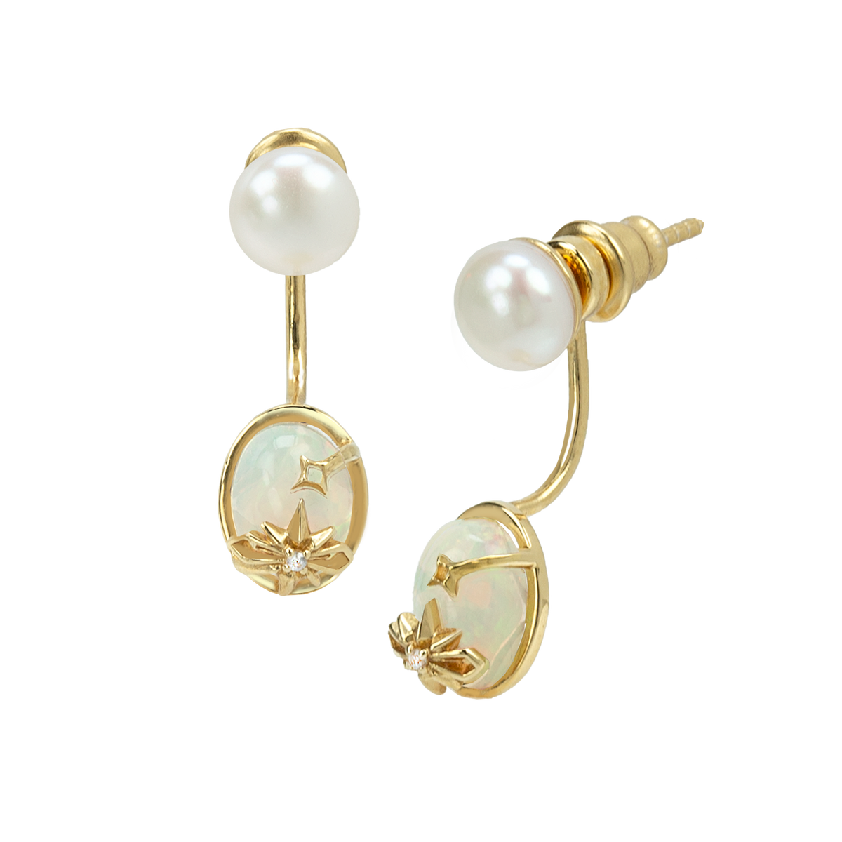 Juno Star Opal Earring, earrings in 18K gold-plated silver by A.CEMI