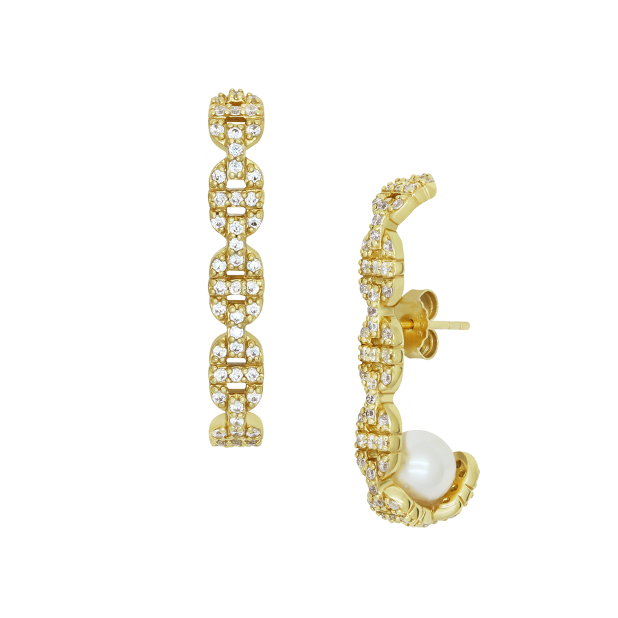Chain 1 Pave Pearl Earring