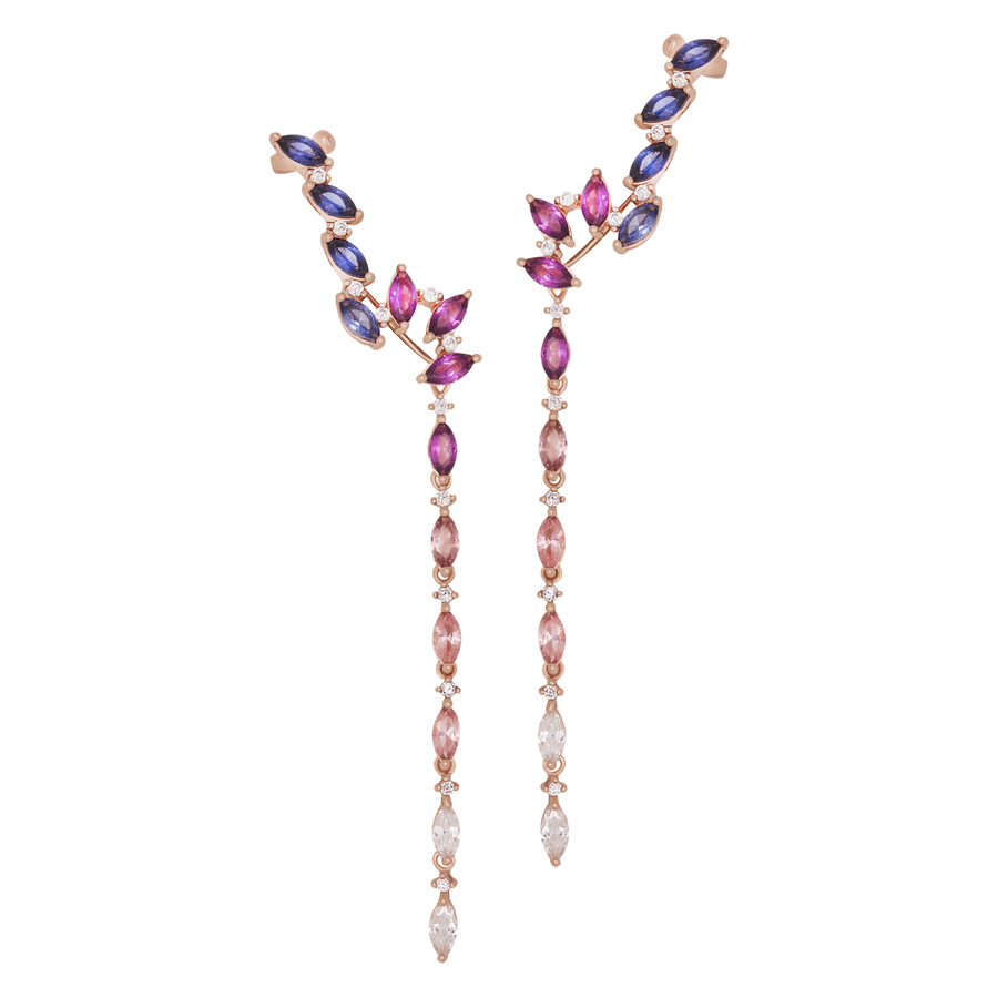 Purple Blooming Lotus Gradient Earring
