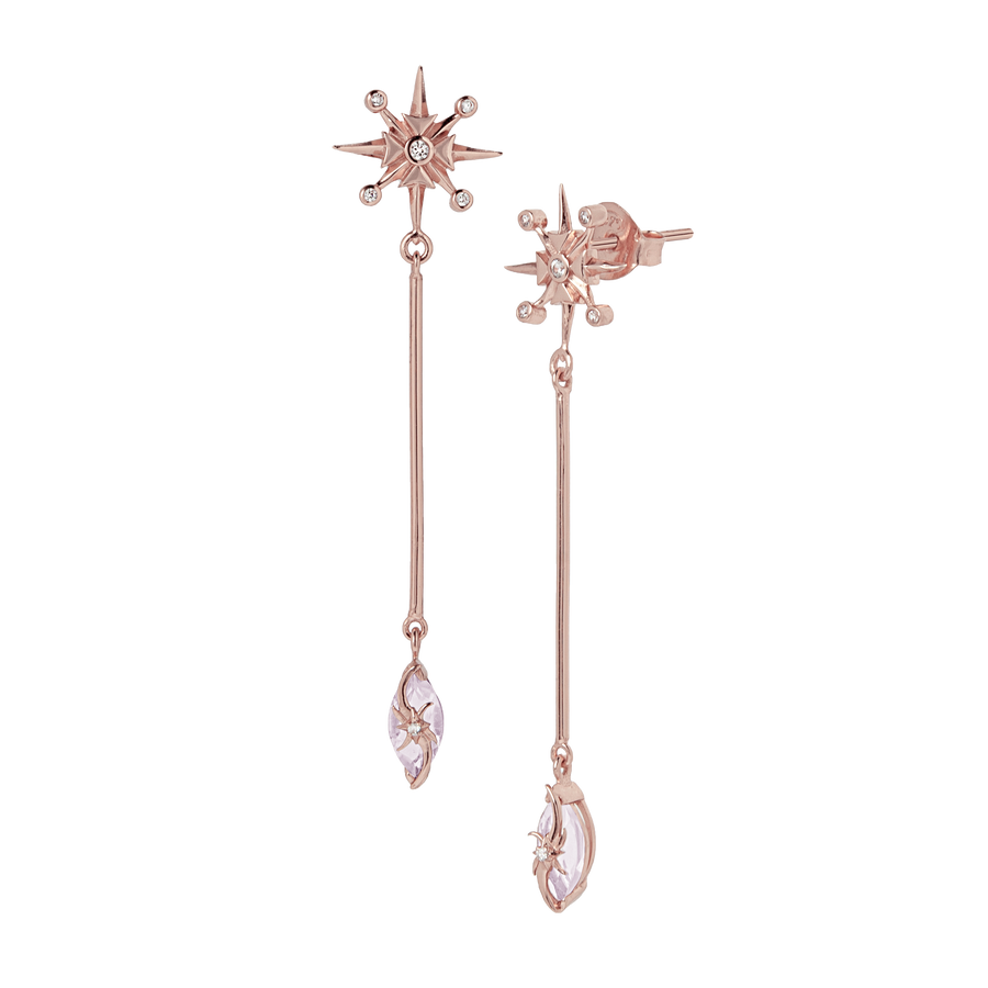 Este Star Rose Quartz Long Earring