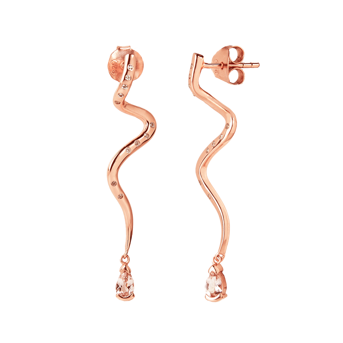 Melty Morganite Long Earring — earrings in 18K gold-plated silver by A.CEMI