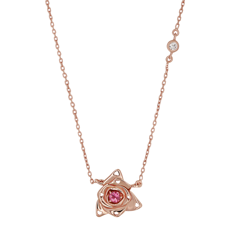 Pink Tourmaline Rose Necklace