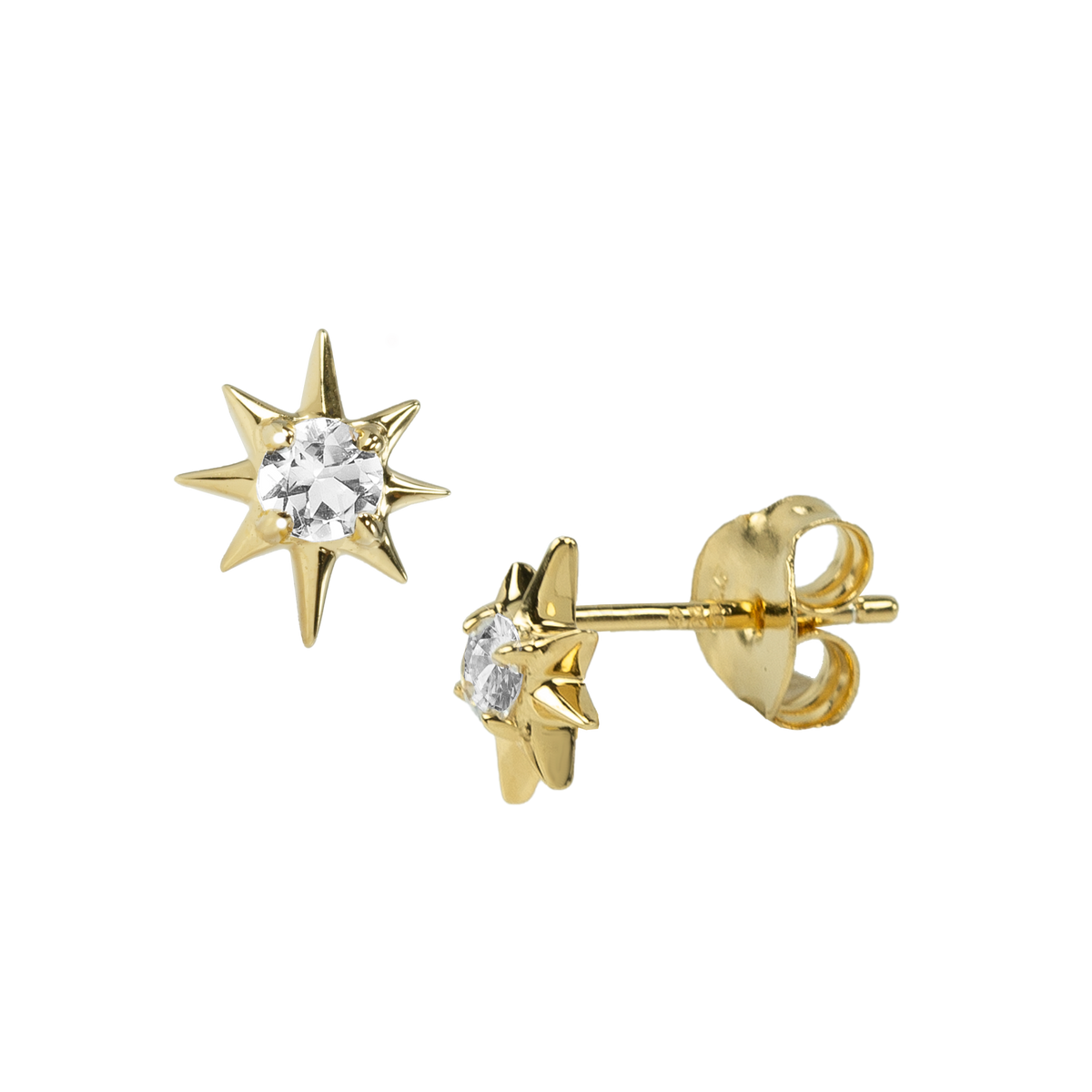Teeny White Zircon Star Earring — earrings in 18K gold-plated silver by A.CEMI
