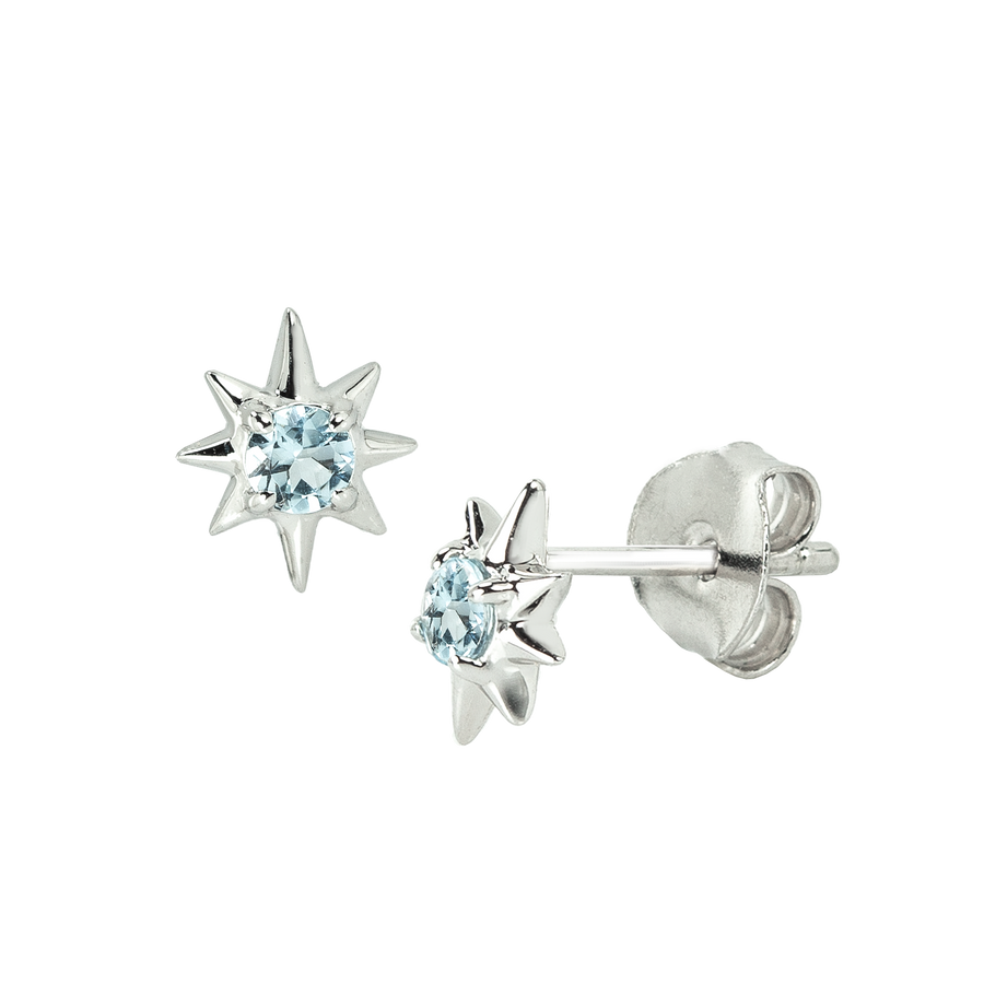 Teeny Blue Topaz Star Earring