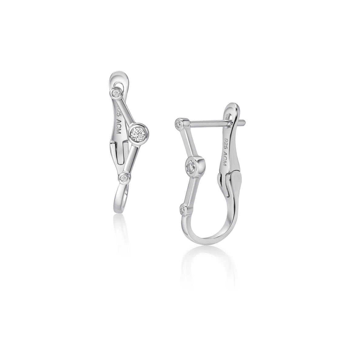 Zodiax Aries White Zircon Hoop, hoop earrings in 18K gold-plated silver by A.CEMI