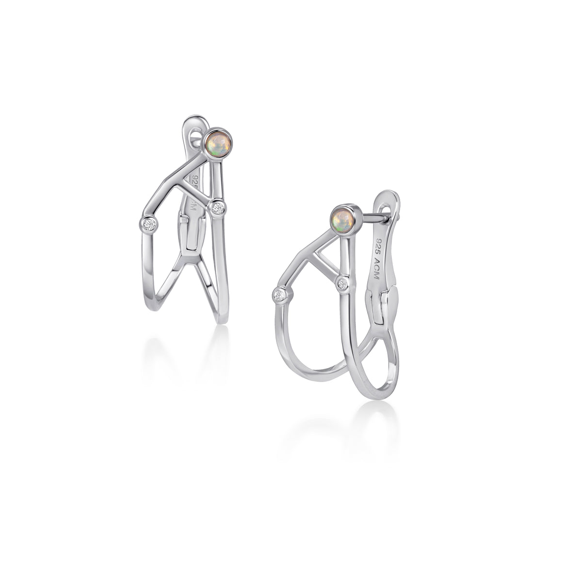 Zodiax Libra Opal Hoop, hoop earrings in 18K gold-plated silver by A.CEMI