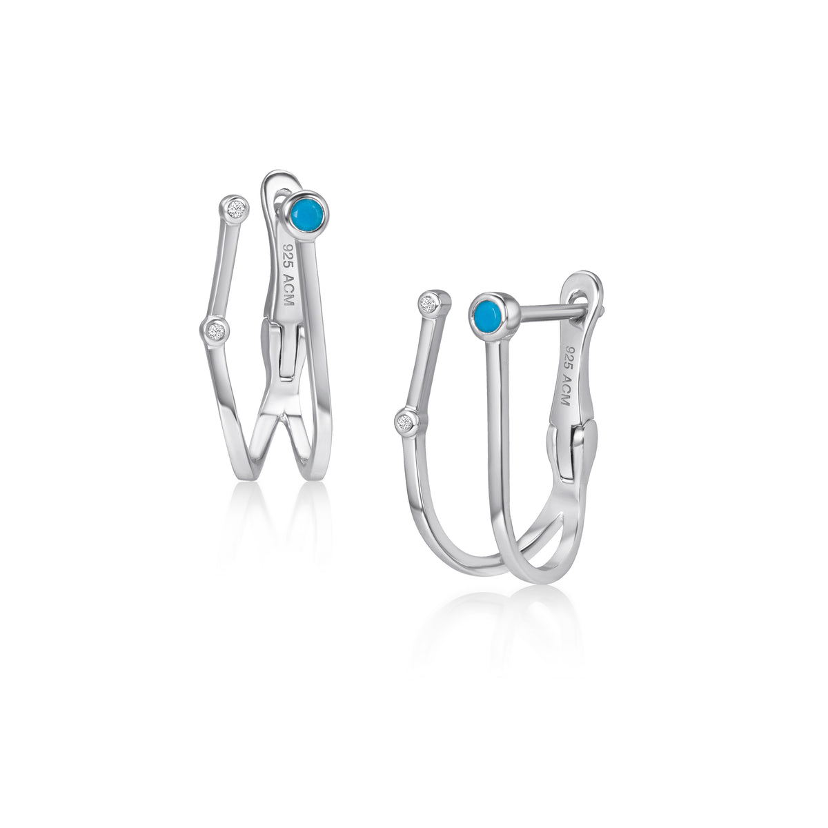 Zodiax Sagittarlus Turquoise Hoop, hoop earrings in 18K gold-plated silver by A.CEMI
