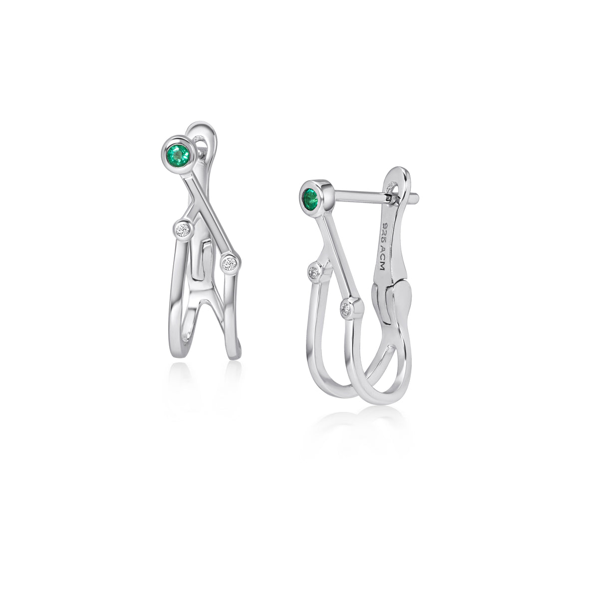 Zodiax Taurus Emerald Hoop, hoop earrings in 18K gold-plated silver by A.CEMI