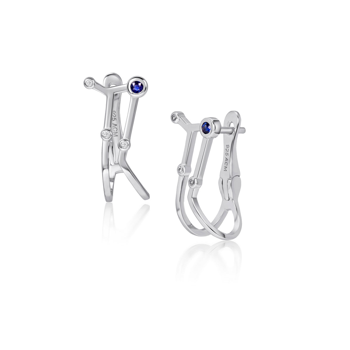 Zodiax Virgo Blue Sapphire Hoop, hoop earrings in 18K gold-plated silver by A.CEMI
