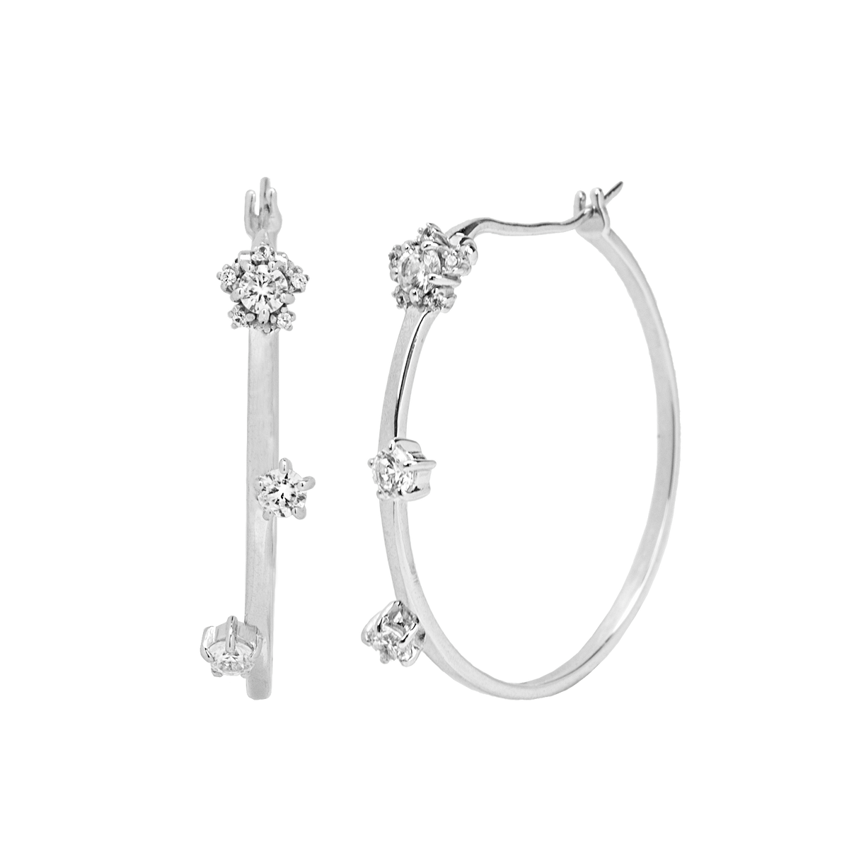 Nova White Zircon Hoop, hoop earrings in 18K gold-plated silver by A.CEMI