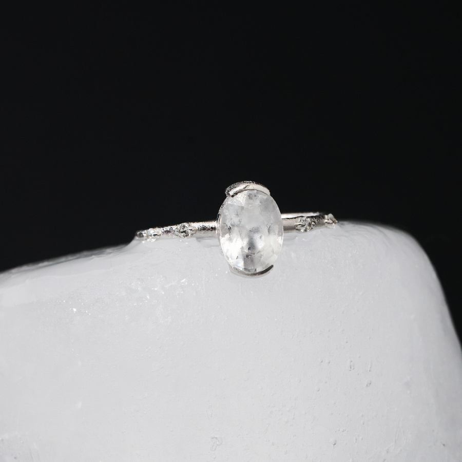 Oval White Zircon Ring