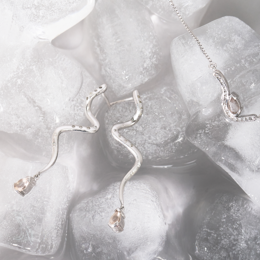 M Melty Morganite Long Earring white gold