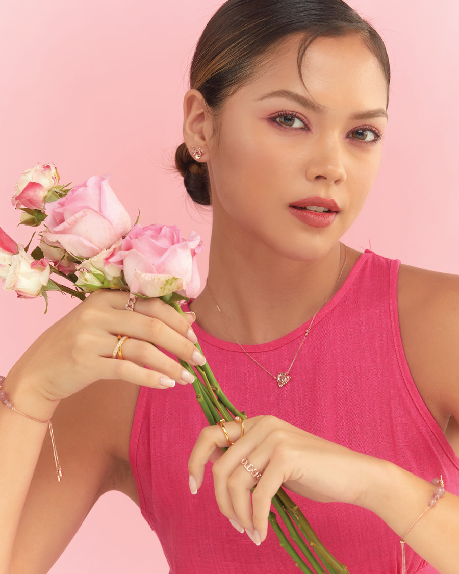 Pink Tourmaline Rose Earring