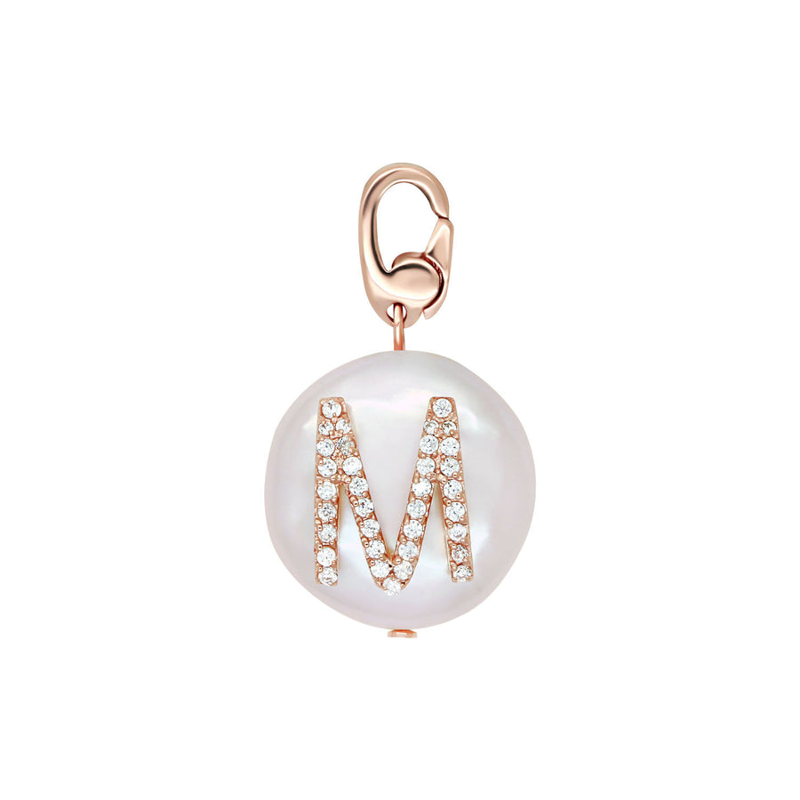 Initial Pearl Charm (Rose Gold)