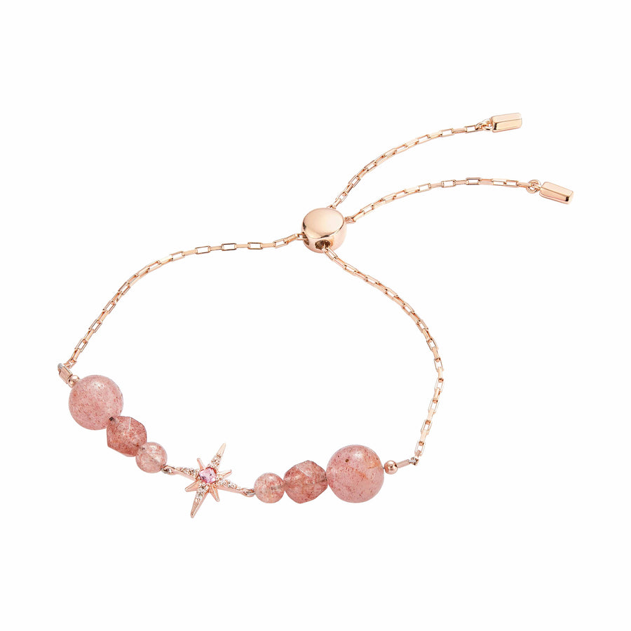 Pink Tourmaline 8 Fortune Star  X Strawberry Quartz Bracelet