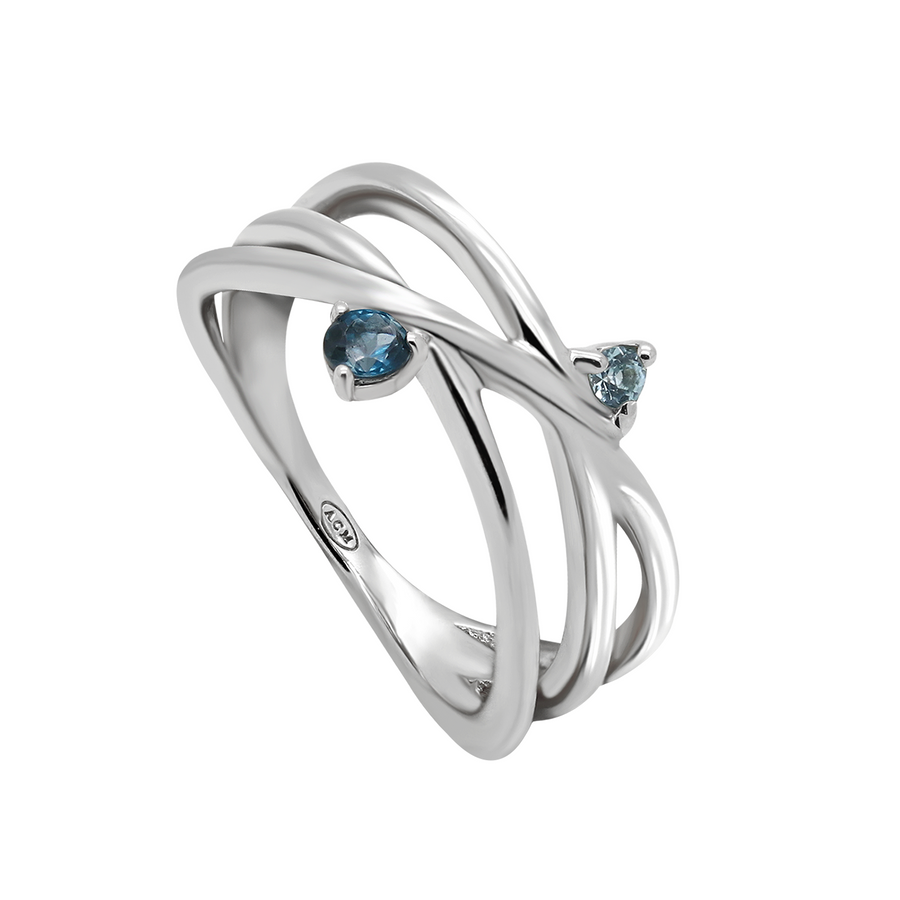 Binary Star Blue Topaz Ring