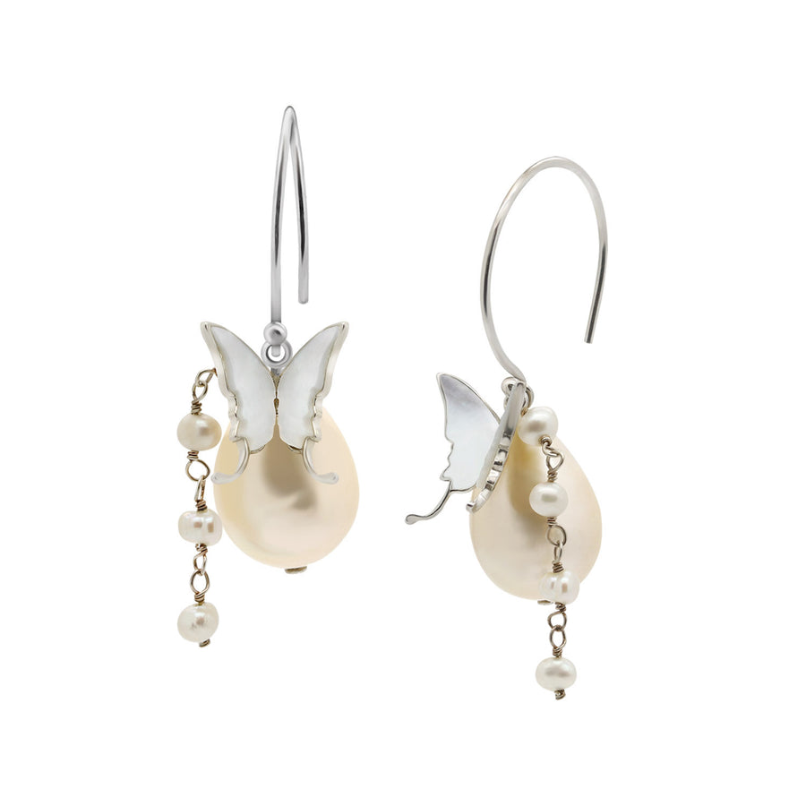 Baroque Mother Of Pearl Butterfly Earring