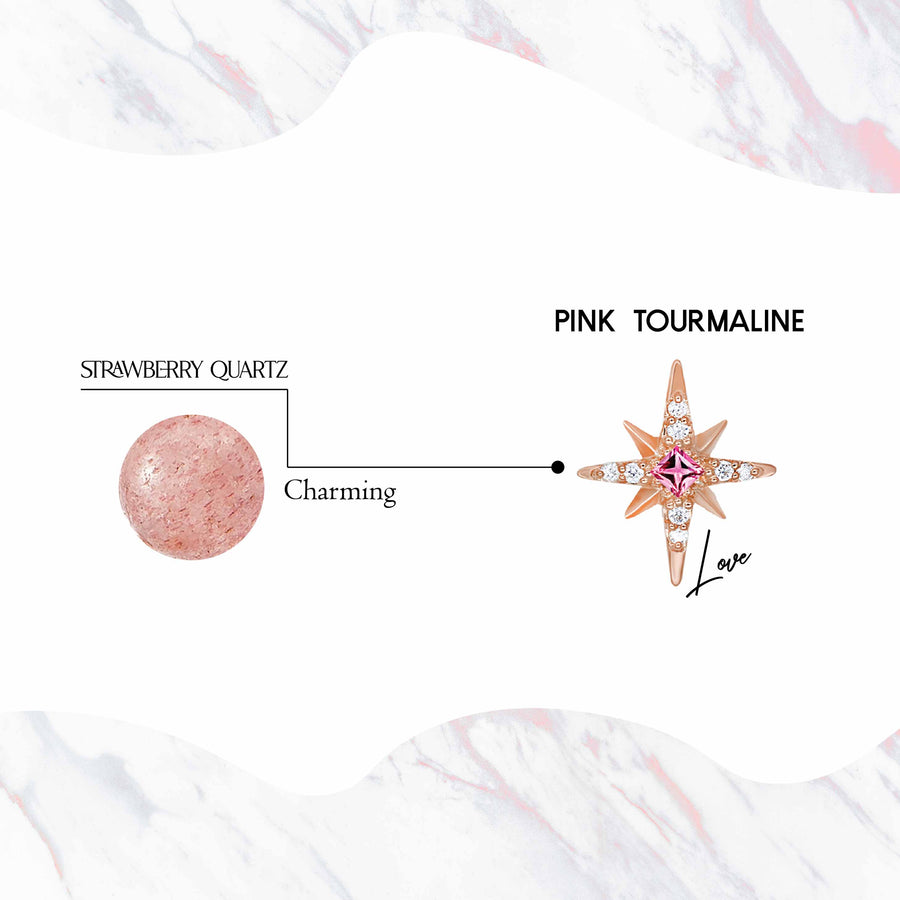 Pink Tourmaline 8 Fortune Star  X Strawberry Quartz Bracelet