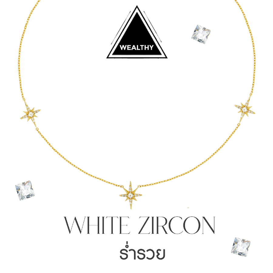 White Zircon 8 Triple Star Necklaces